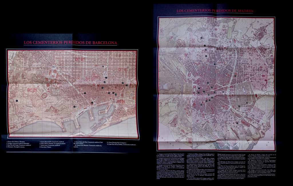 Mapas de «Los cementerios ocultos de Madrid y Barcelona», de La Felguera.