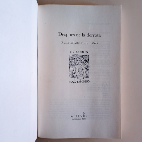 Exlibris Denmeunpapelillo. «Después de la derrota», de Gómez Escribano.